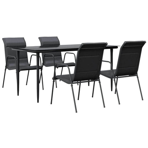 Sleek Dining Ensemble: 5-Piece Garden Dining Set in Black