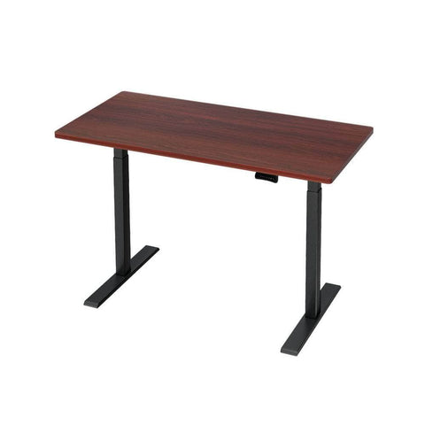 Sleek Electric Standing Desk in White, Walnut and Black - 140cm/120cm