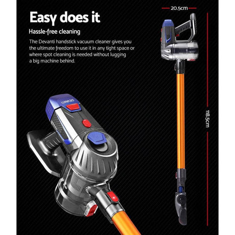 Sleek Gold Cordless Stick Vacuum Cleaner - 150W