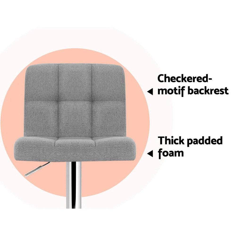 Sleek Grey Fabric Bar Stools - Set of 2