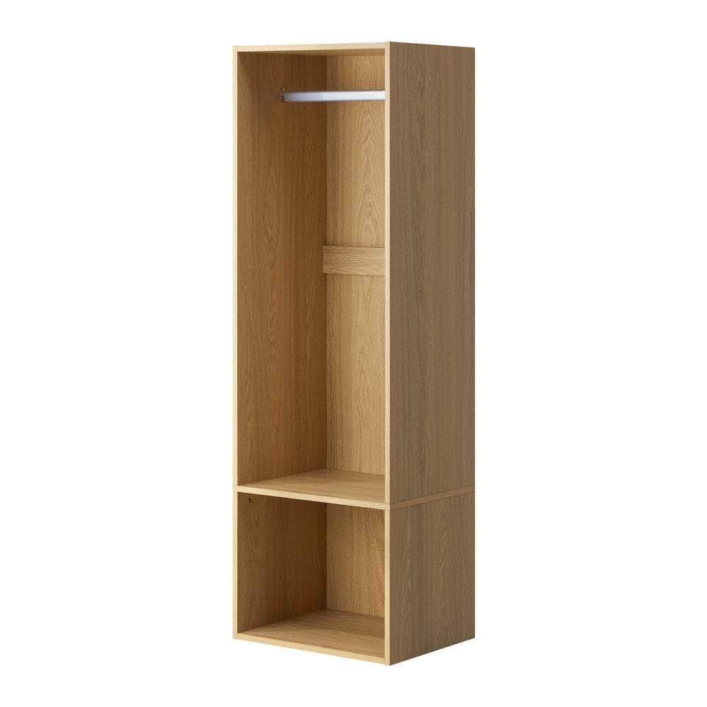 Sleek Open Wardrobe 2 Shelves Hanging Rail Natural/Black