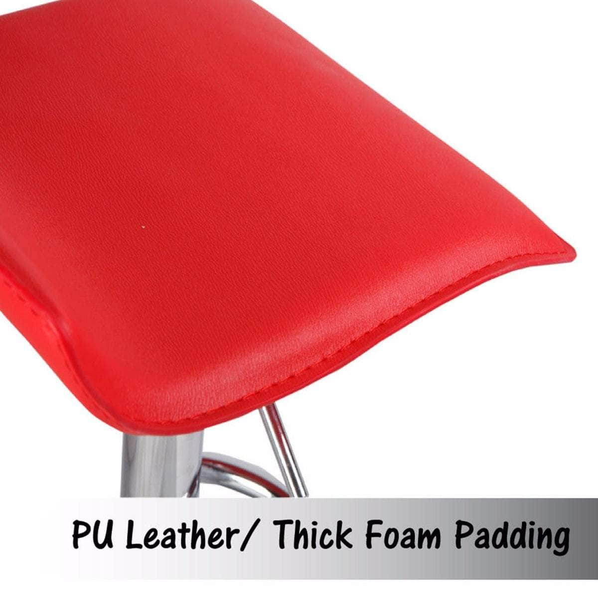 Sleek Red Bar Stools - Leather, Low Back, Adjustable