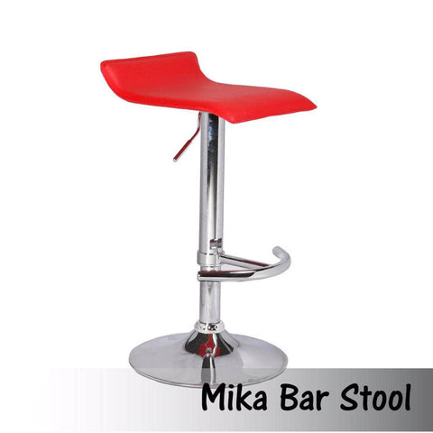 Sleek Red Bar Stools - Leather, Low Back, Adjustable