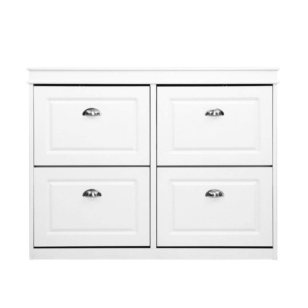 Sleek Shoe Rack Cabinet - 24 Pairs White