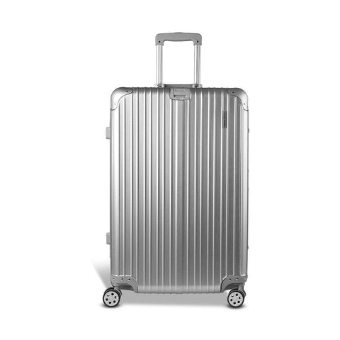 Sleek Silver Luggage Trolley - 28" Travel Suitcase