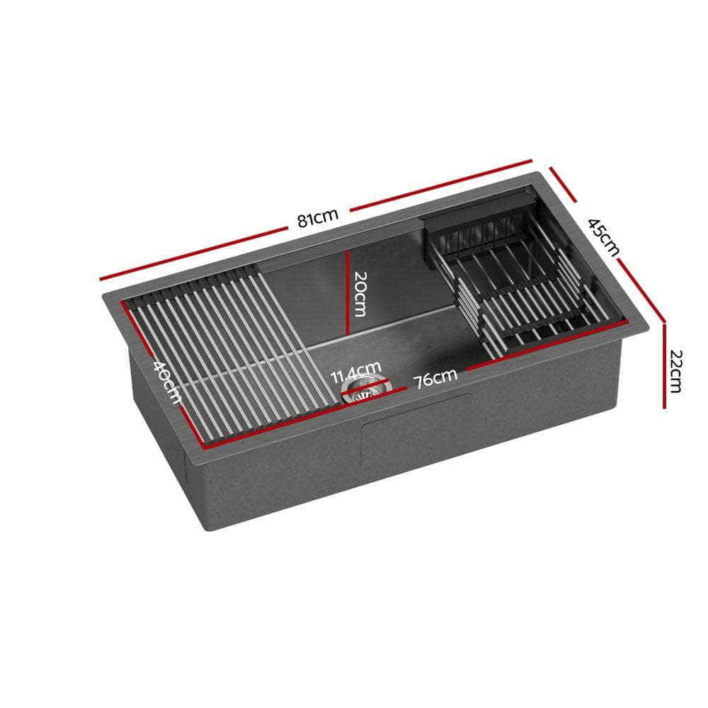 Sleek Stainless Steel Kitchen Sink Single Bowl and Drying Rack