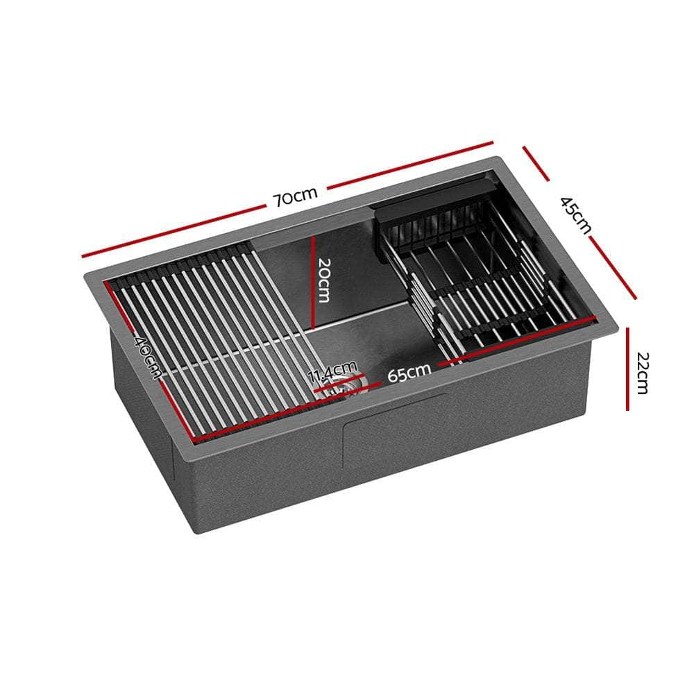 Sleek Stainless Steel Kitchen Sink Single Bowl and Drying Rack