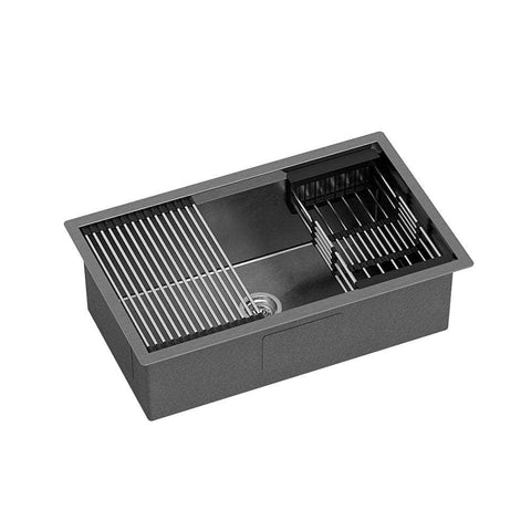 Sleek Stainless Steel Kitchen Sink Single Bowl and Drying Rack