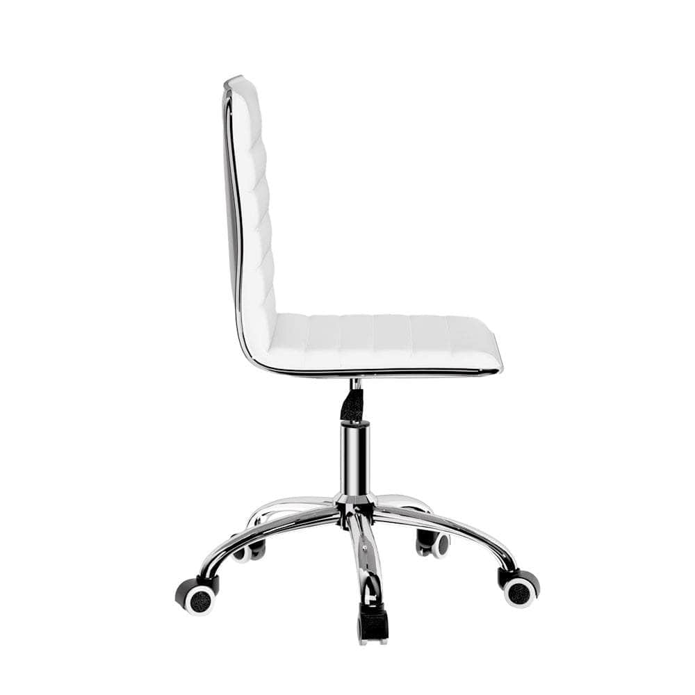 Sleek White/Black PU Leather Gaming Chair for Office and Computer Desk