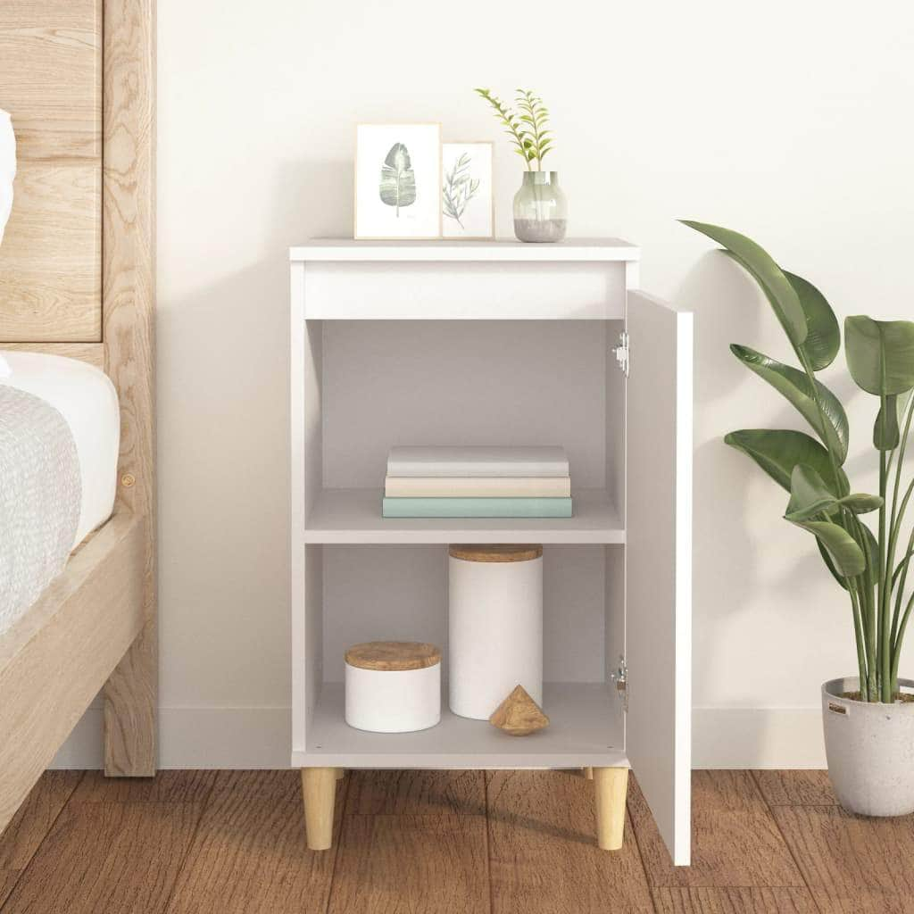 Sleek White Engineered Wood Bedside Cabinet