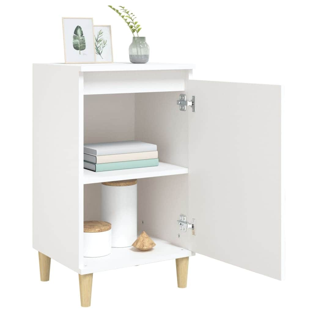 Sleek White Engineered Wood Bedside Cabinet