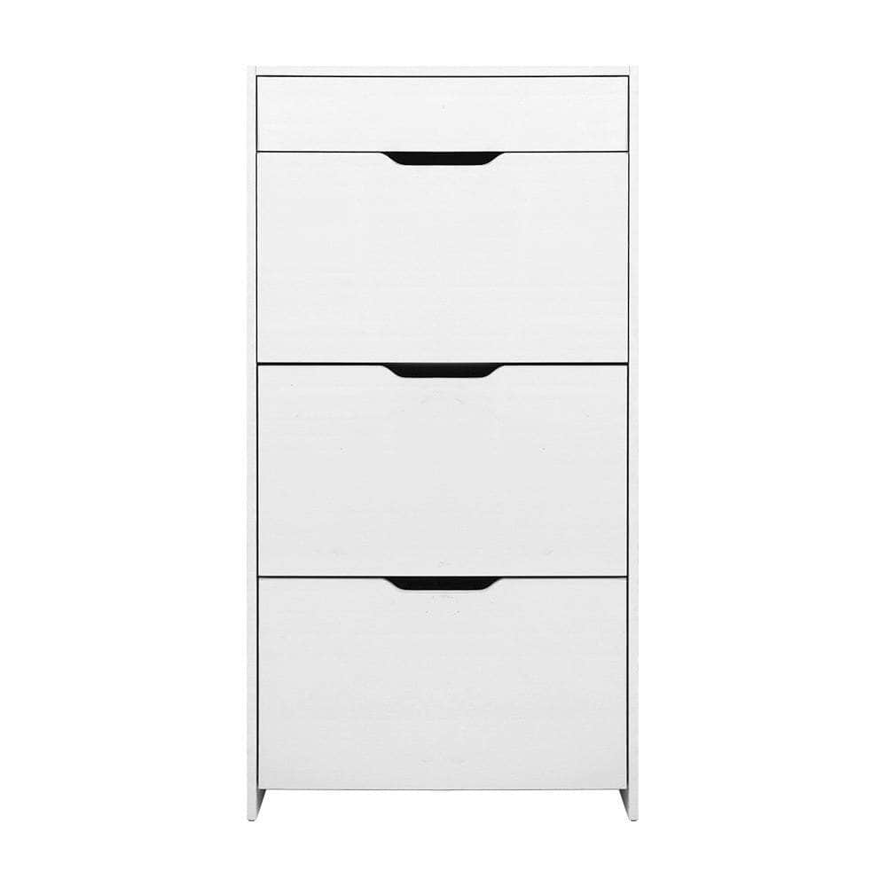 Sleek White Shoe Rack Cabinet - 24 Pairs