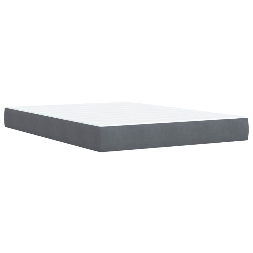 Sleep in Style: Dark Grey Queen Velvet Box Spring Bed with Plush Mattress