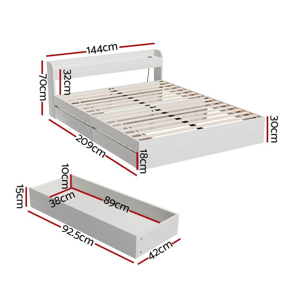 Sleep Space Queen/Double/Single Bed Frame with Storage Drawers