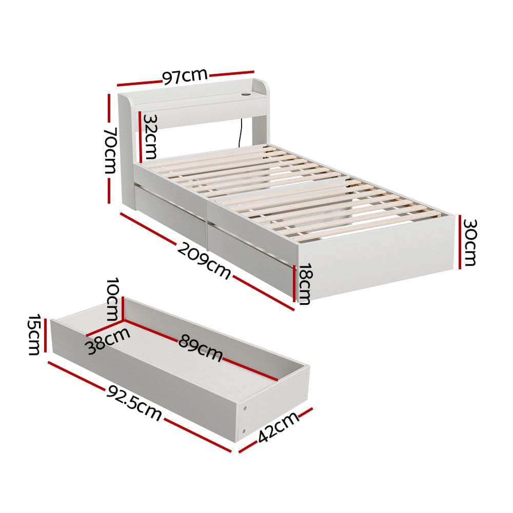 Sleep Space Queen/Double/Single Bed Frame with Storage Drawers