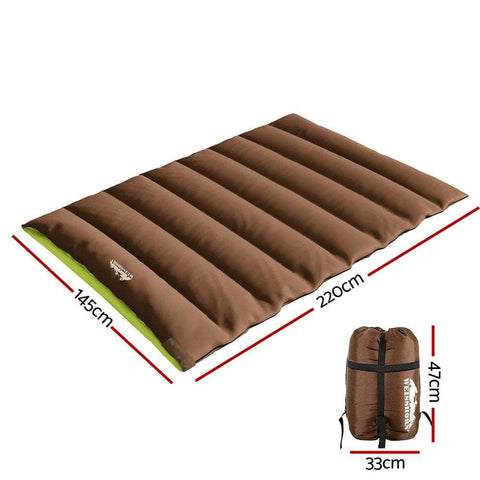 Sleeping Bag Double Bags Thermal Camping Hiking Tent Brown -5°C