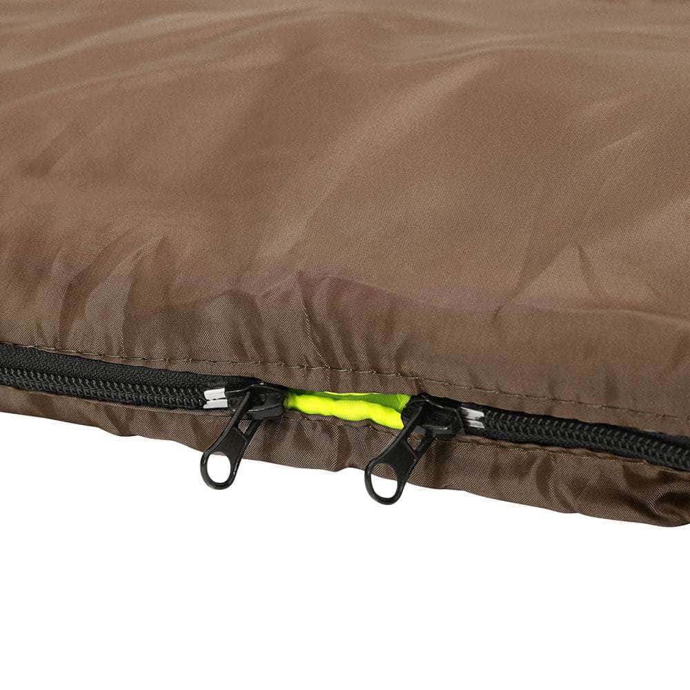 Sleeping Bag Double Bags Thermal Camping Hiking Tent Brown -5°C