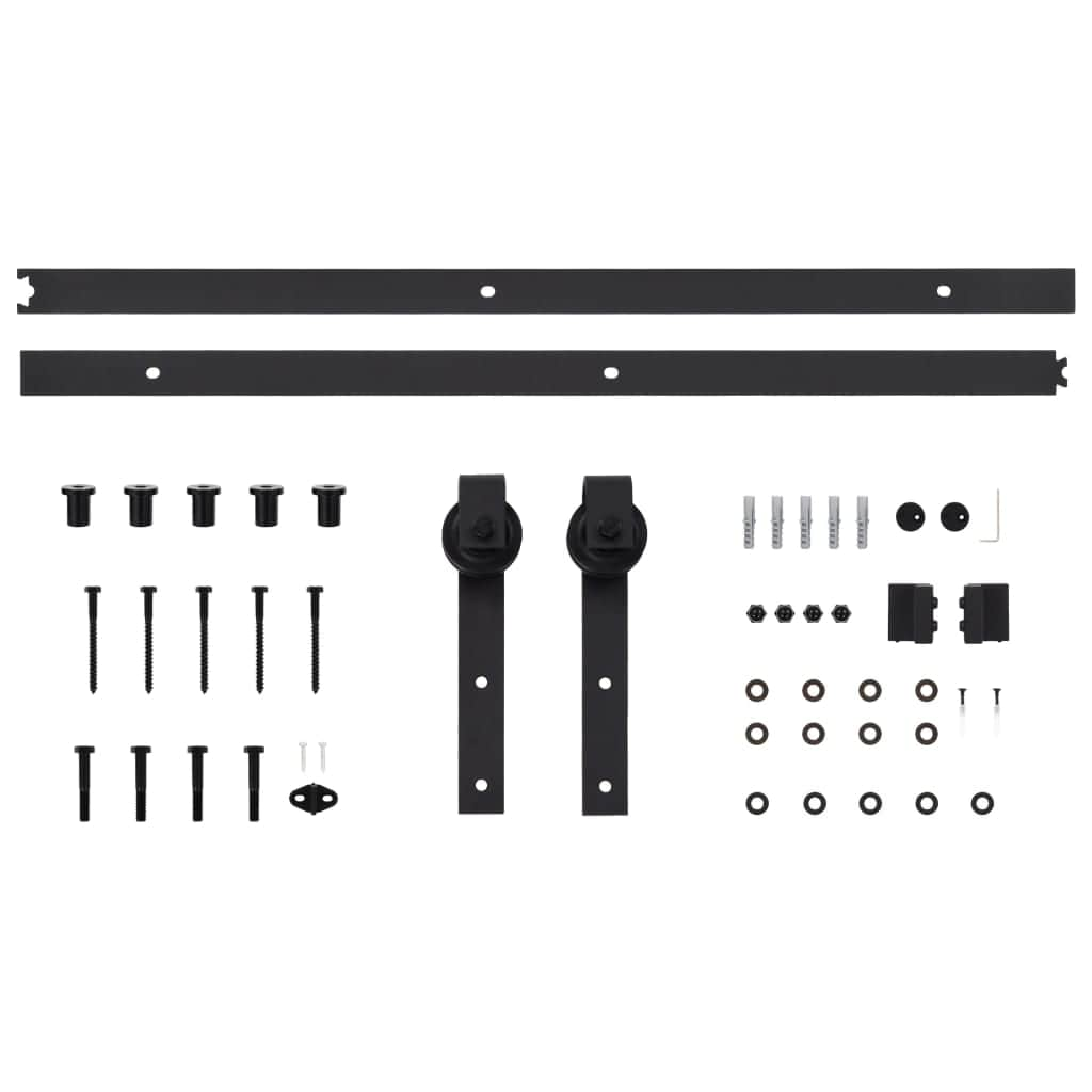 Sliding Door Hardware Kit 183 cm Steel Black