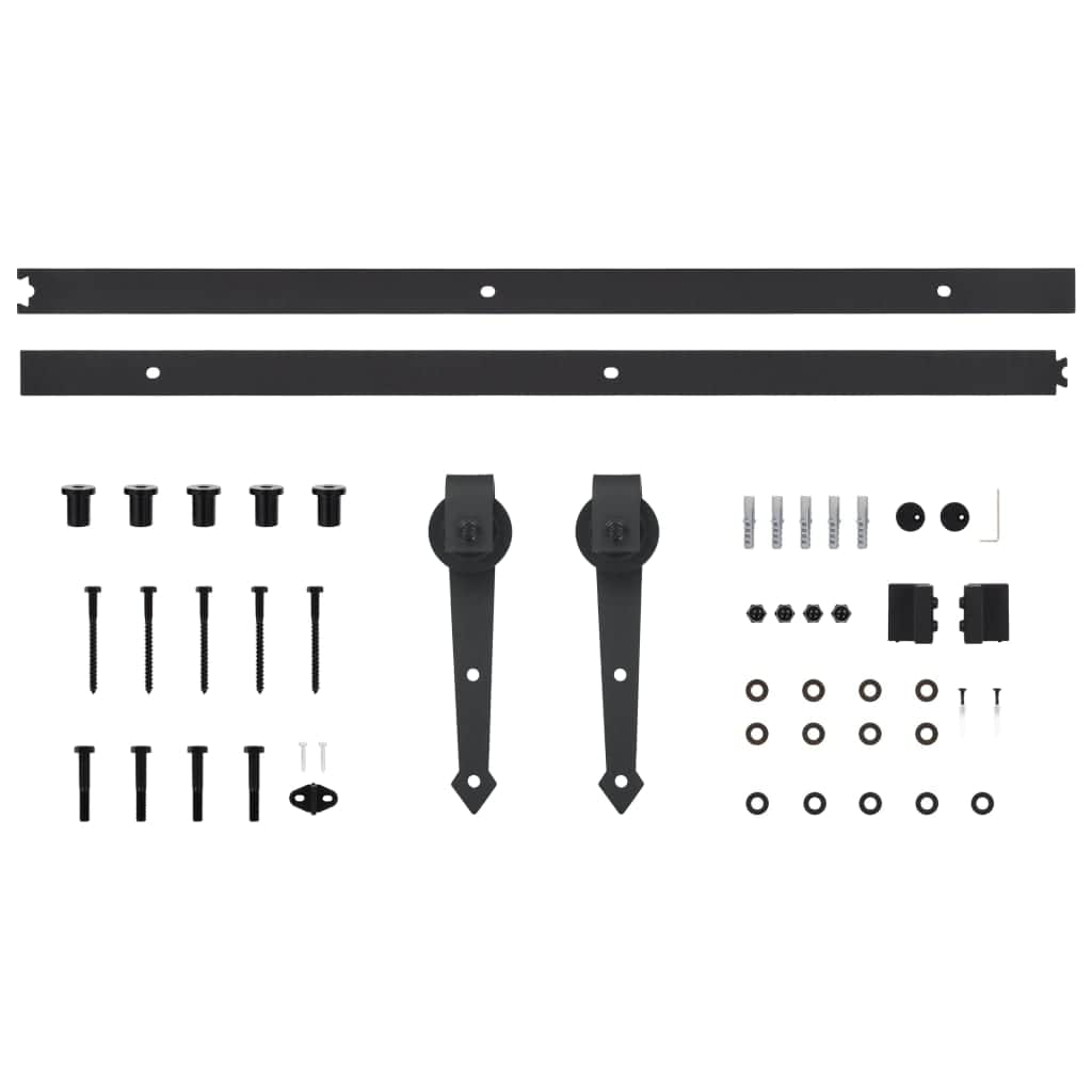 Sliding Door Hardware Kit 200 cm Steel Black