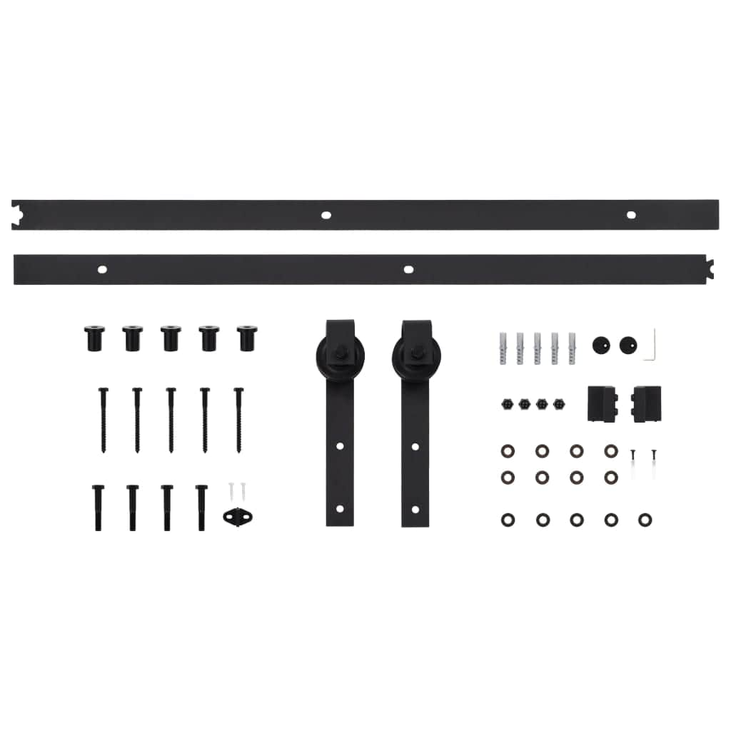 Sliding Door Hardware Kit 200 cm Steel Black