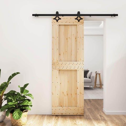 Sliding Door with Hardware Set-Solid Wood Pine