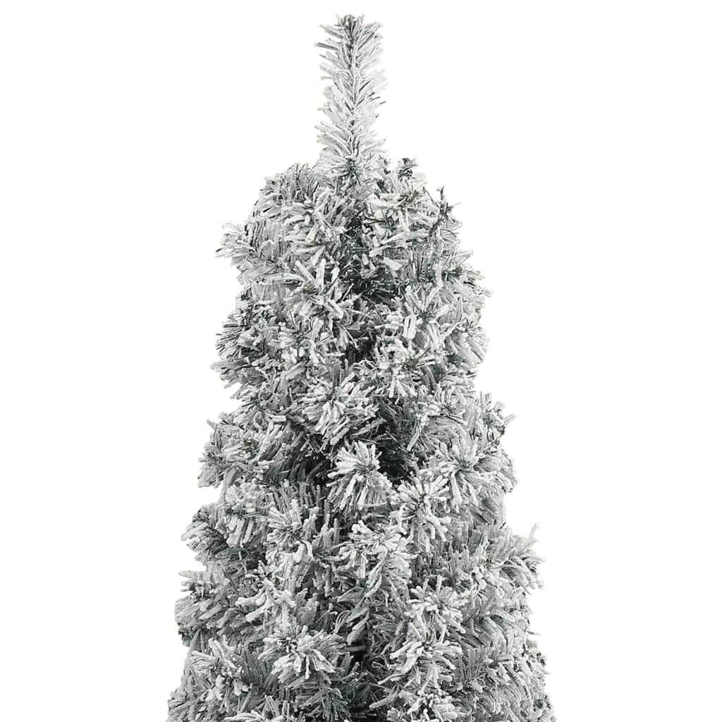 Slim Christmas Tree with Stand and Flocked Snow PVC