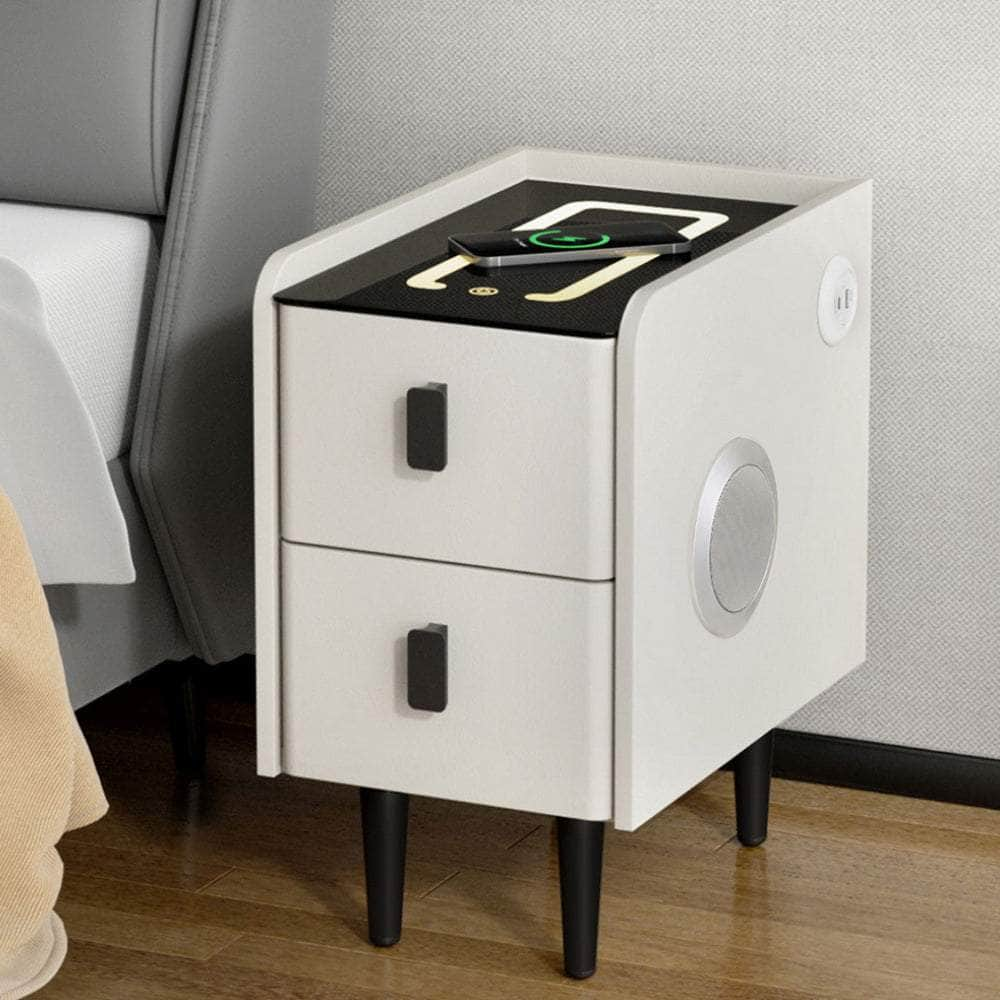 Smart Bedside Table With Wireless Charging - Aida White