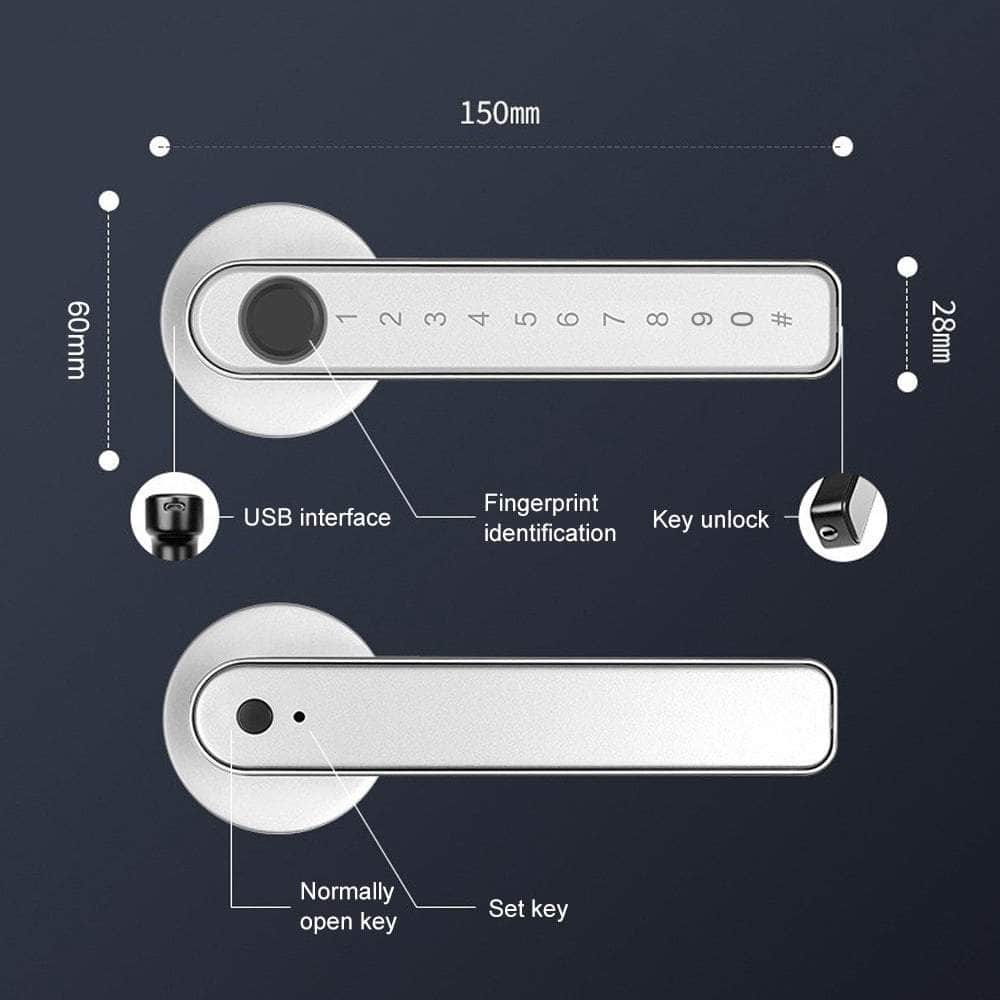 Smart Fingerprint Door Lock Electronic Handle Digital Bluetooth Key APP