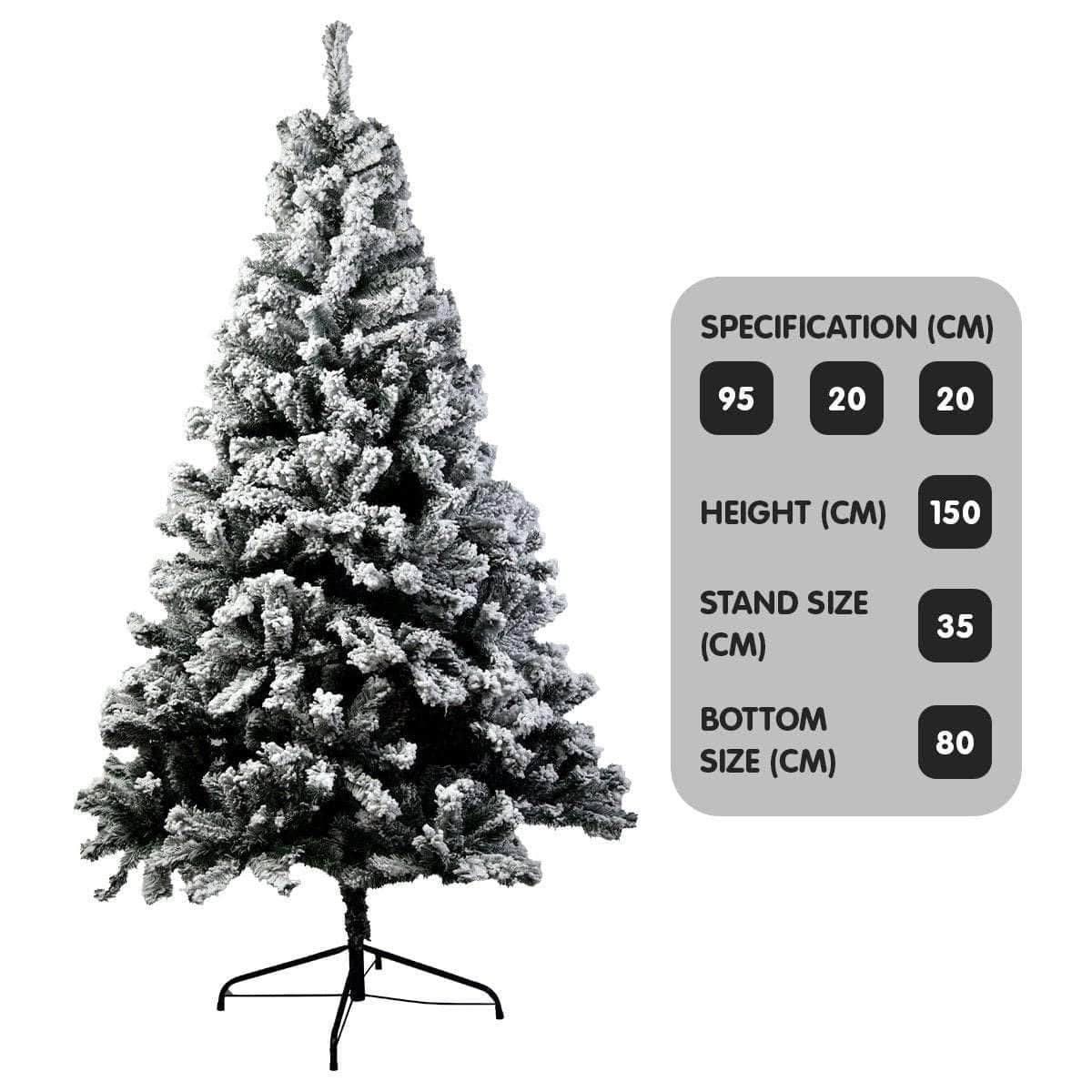 Snow-Tipped Snowflocked Artificial Christmas Tree 1.5m - 550 Tips