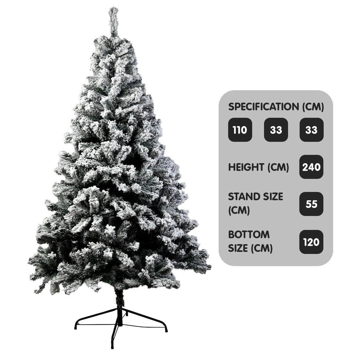 Snow-Tipped Snowflocked Artificial Christmas Tree 2.4m 1500 Tips