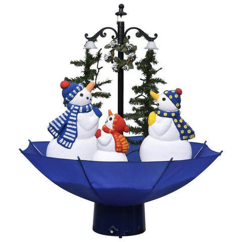 Snowing Christmas Tree with Umbrella Base Blue PVC