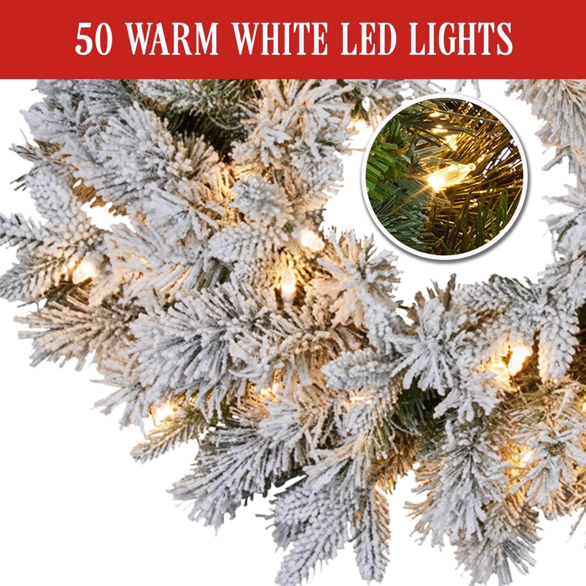 Snowy Atica Pre-Lit Christmas Wreath - 61cm