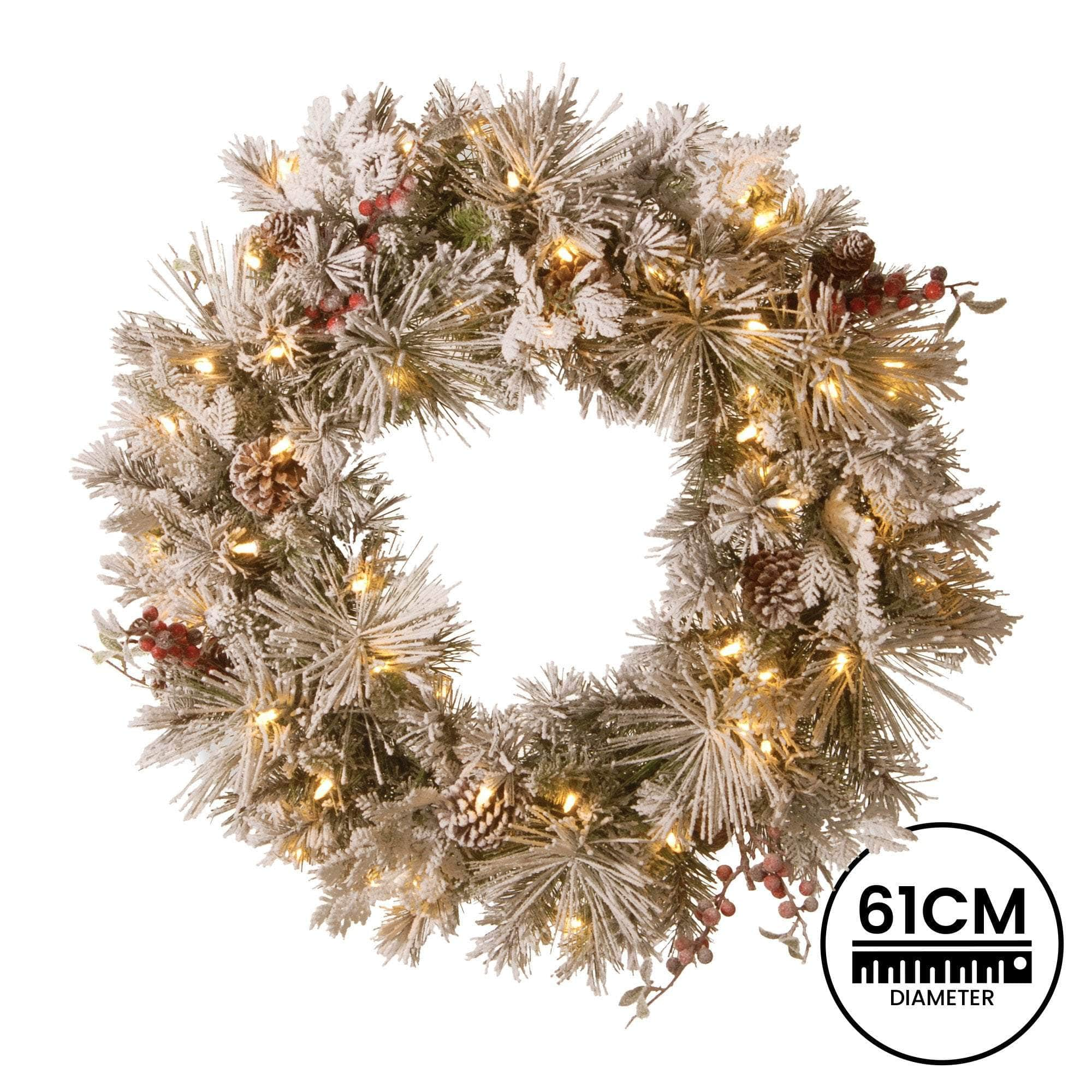 Snowy Bedford Christmas Wreath - 61cm