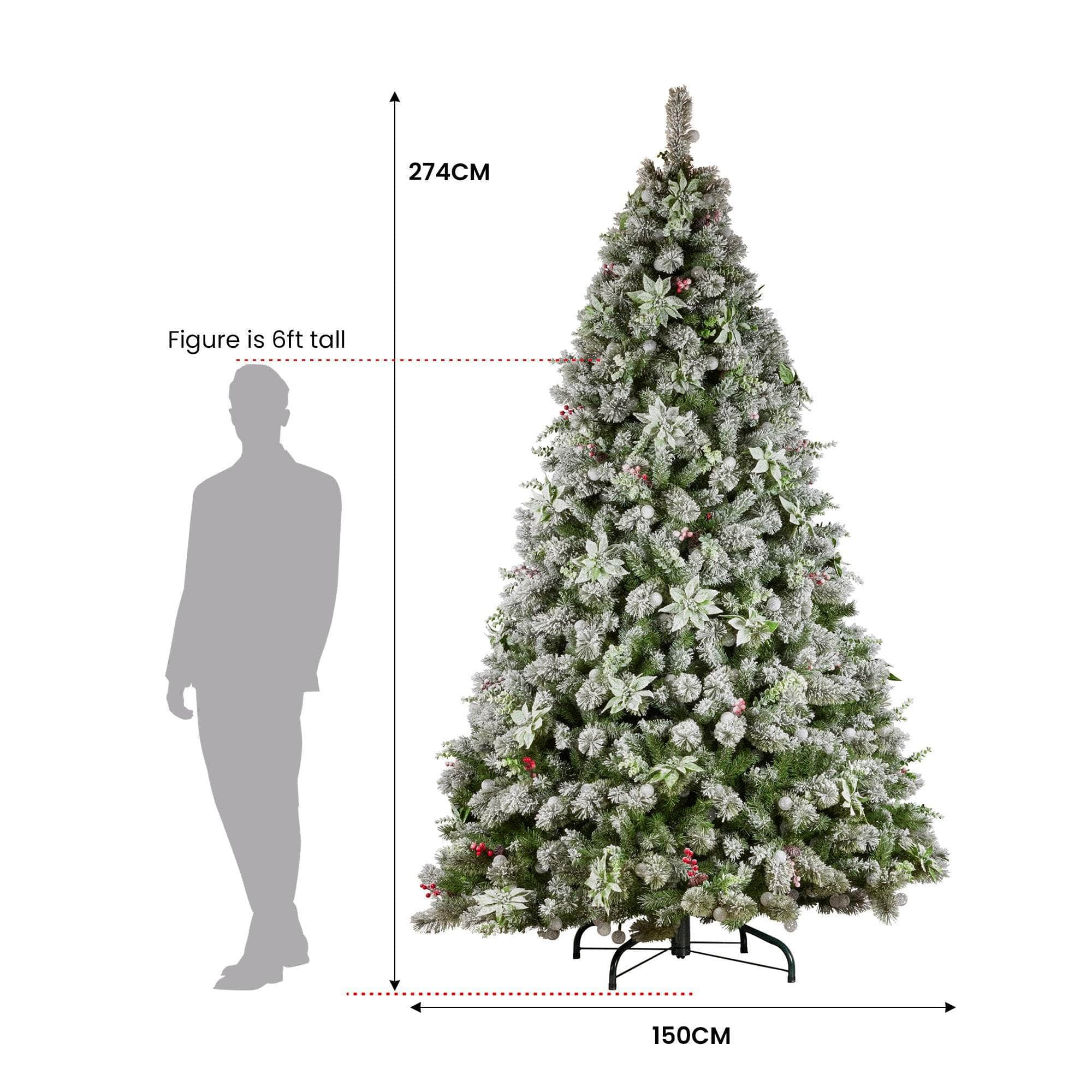 Snowy Crown Pine 2.7m Multicolour Pre-Lit Christmas Tree with 2429 Tips