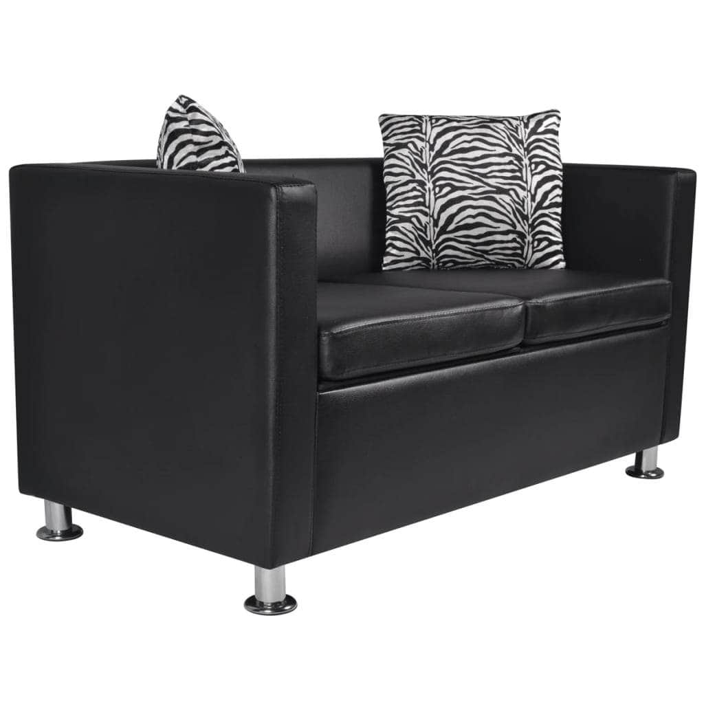 Sofa 2-Seater Artificial Leather Black