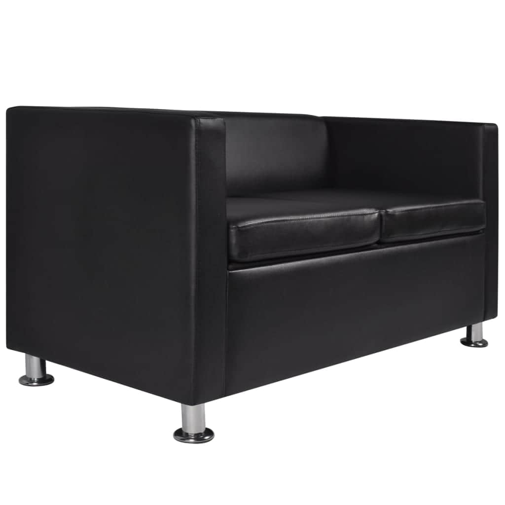 Sofa 2-Seater Artificial Leather Black