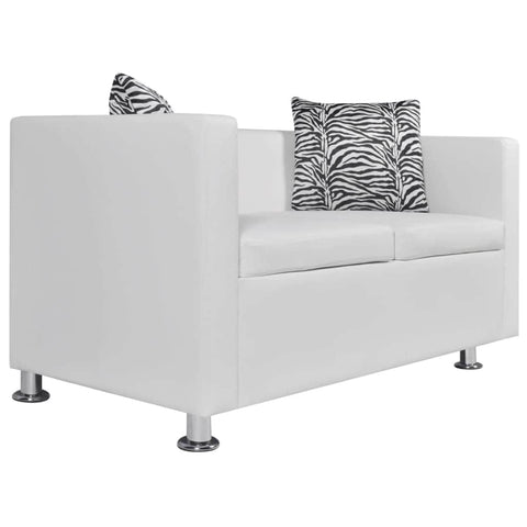 Sofa 2-Seater Artificial Leather White