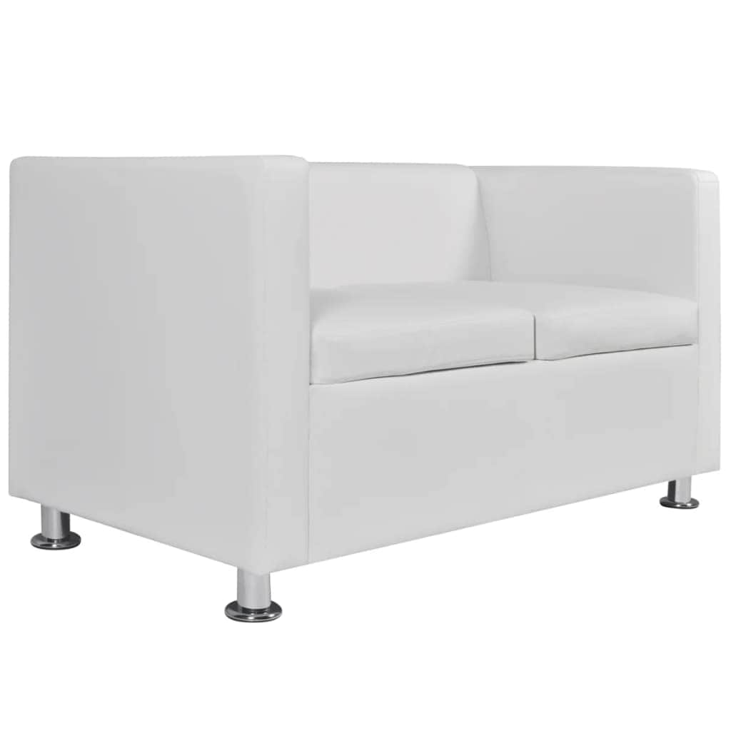 Sofa 2-Seater Artificial Leather White