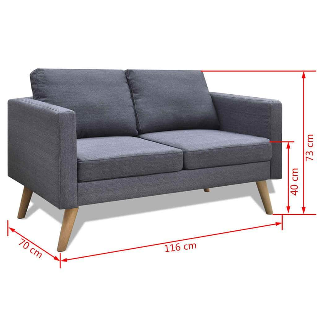 Sofa 2-Seater Fabric Dark Grey