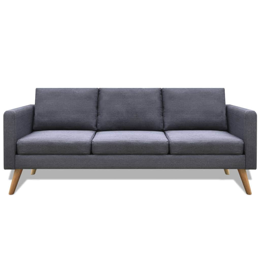 Sofa 3-Seater Fabric Dark Grey