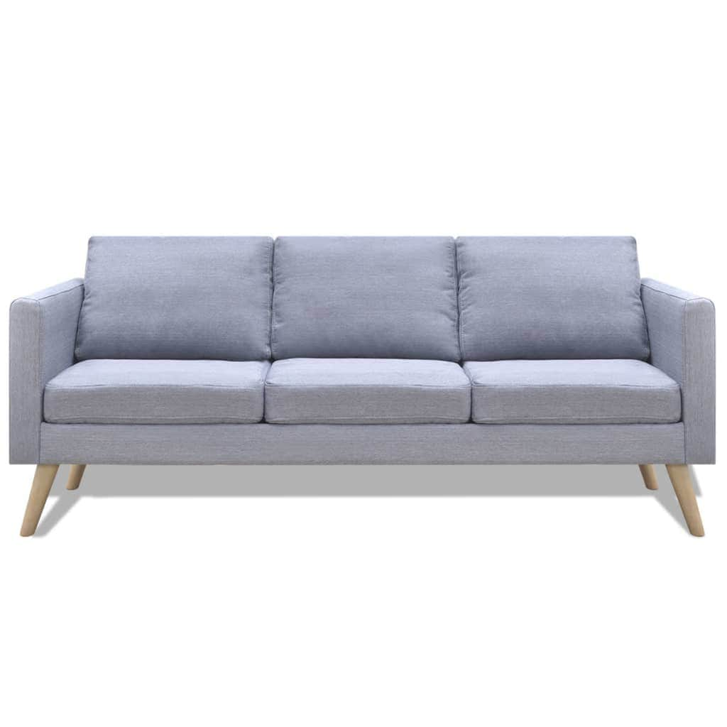 Sofa 3-Seater Fabric Light Grey