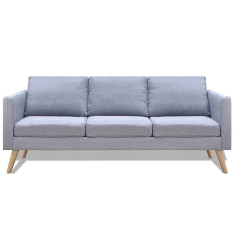 Sofa 3-Seater Fabric Light Grey