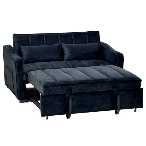 Light Black/Dark/Light grey Velvet 2-Seater Sofa Bed with Comfortable Sleeping