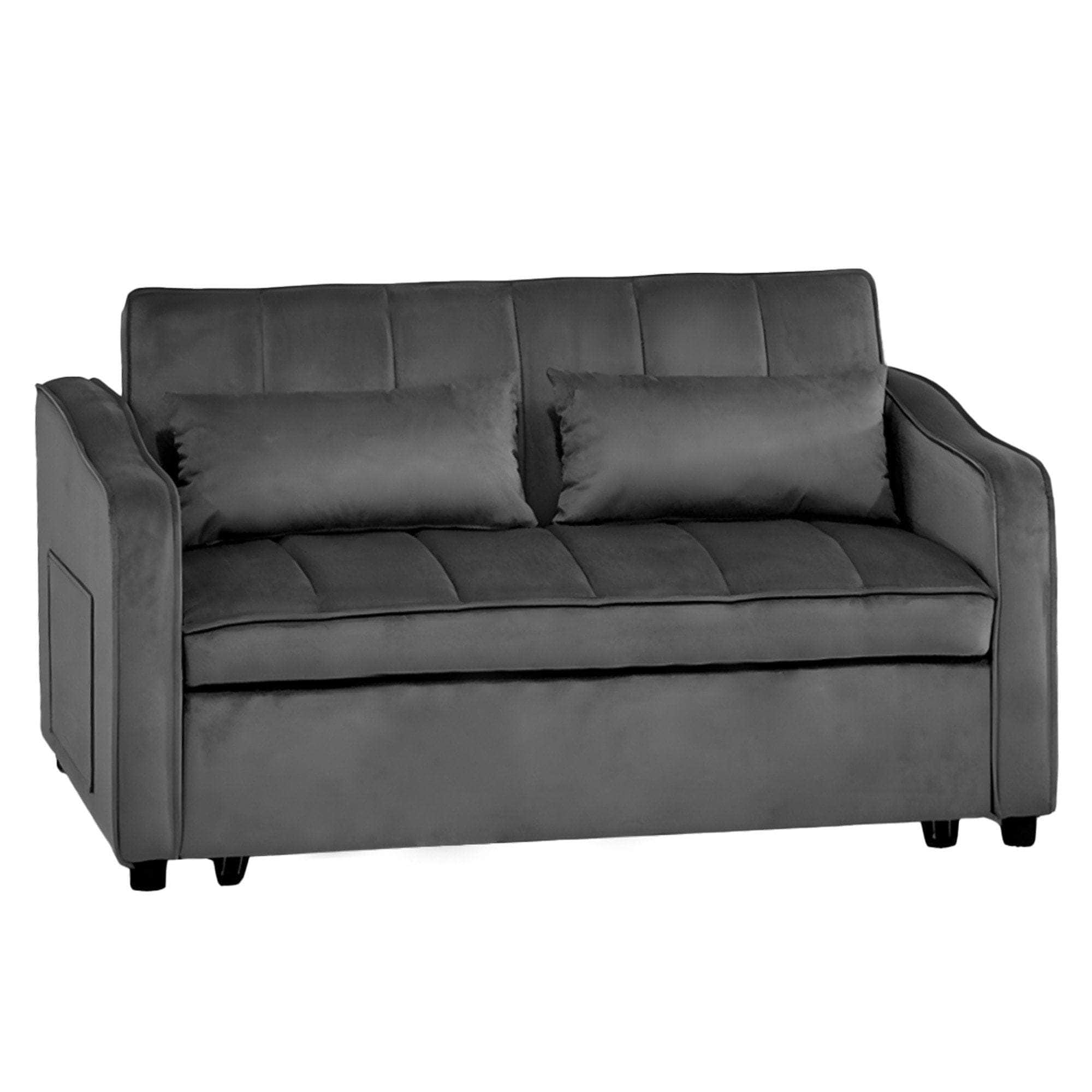 Light Black/Dark/Light grey Velvet 2-Seater Sofa Bed with Comfortable Sleeping