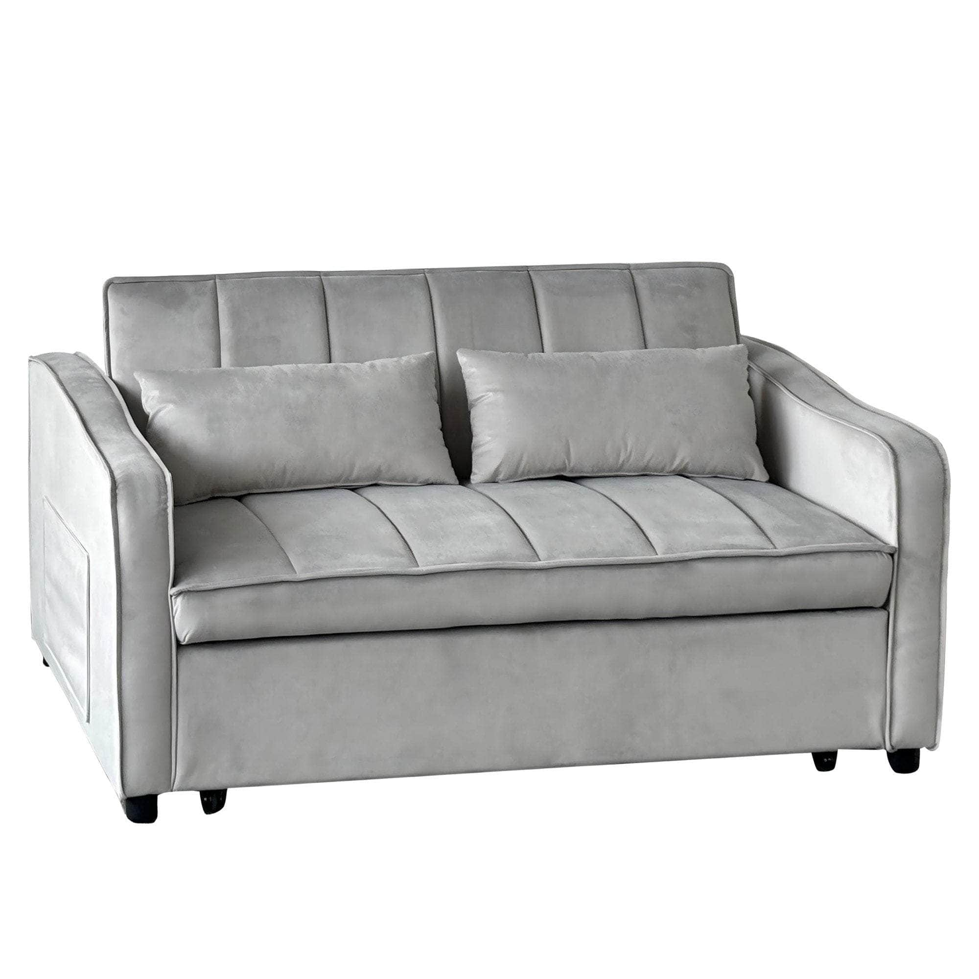 Light Black/Dark/Light grey Velvet 2-Seater Sofa Bed with Comfortable Sleeping