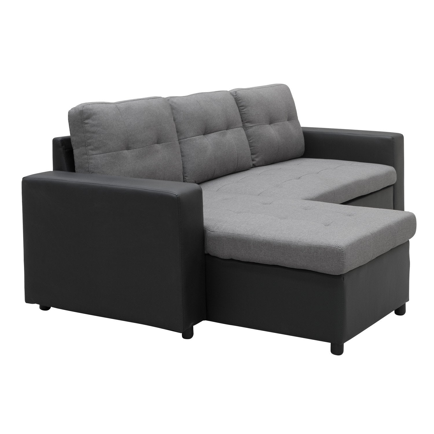 3-Seater Corner Sofa Bed Storage Lounge Chaise Couch Grey