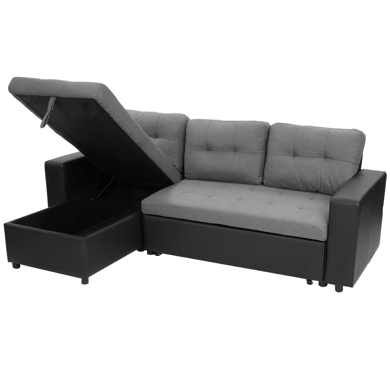 3-Seater Corner Sofa Bed Storage Lounge Chaise Couch Grey