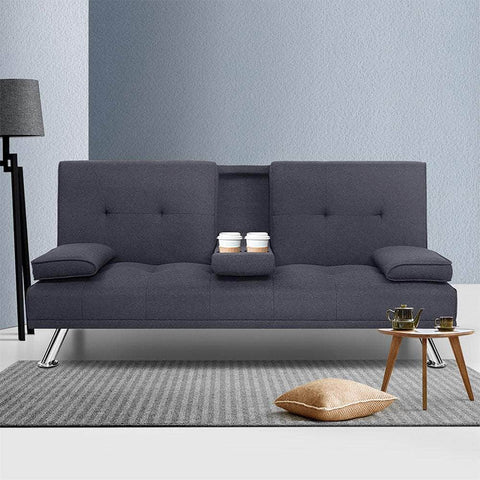 Sofa Bed 175Cm Dark Grey Fabric