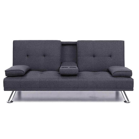 Sofa Bed 175Cm Dark Grey Fabric