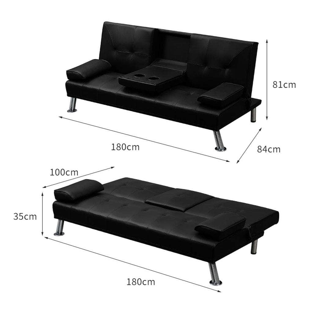 Sofa Bed Adjustable Recliner Black